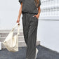 Stripe Round Neck Tee and Pant Set