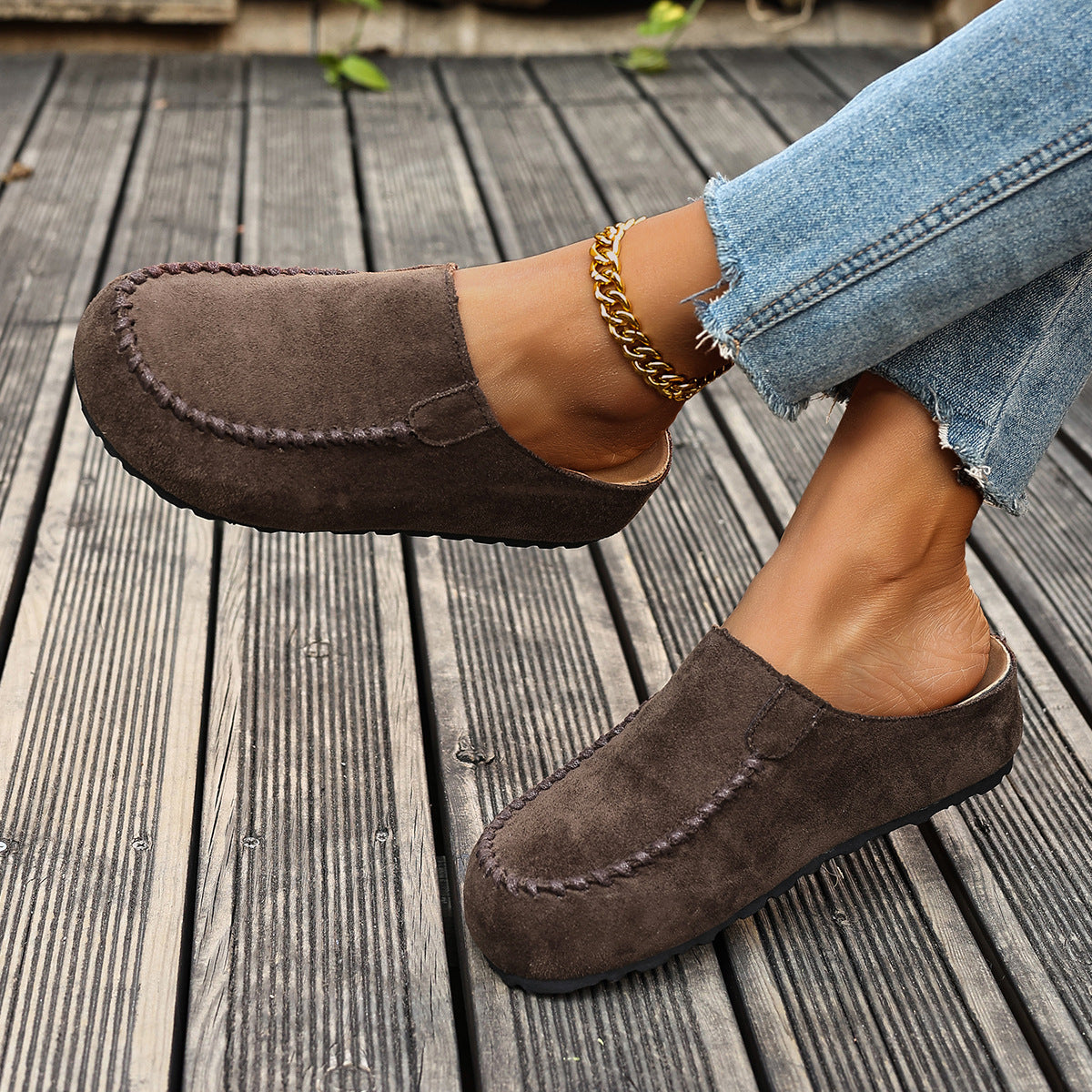 Suede Moccasin Slip-On Mule Clogs