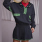 Contrast Color Stitching Long-sleeved Top and Shorts Set(moq2）