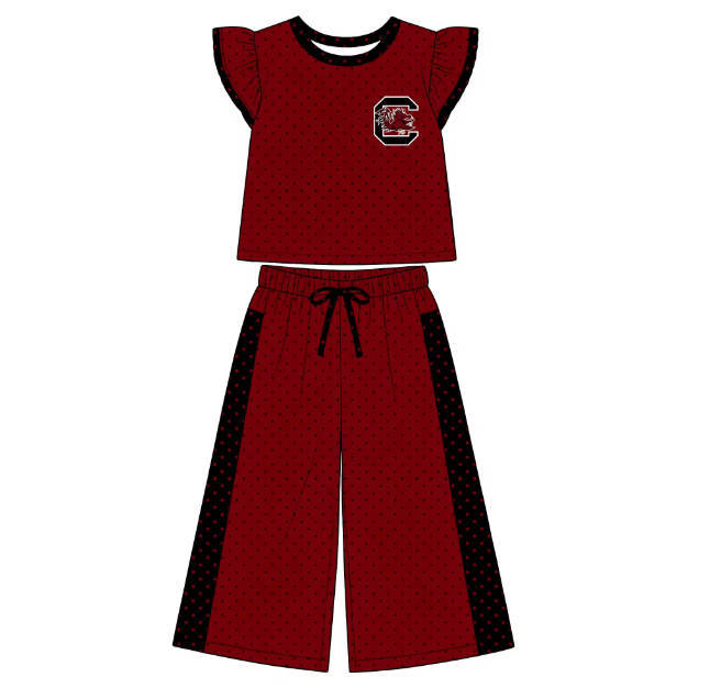Custom Kids Top Wide Leg Pants Set Ruffle Set