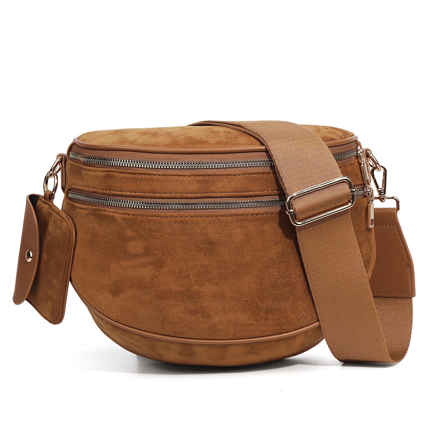 Checkered Crossbody Bag with Detachable Pouch