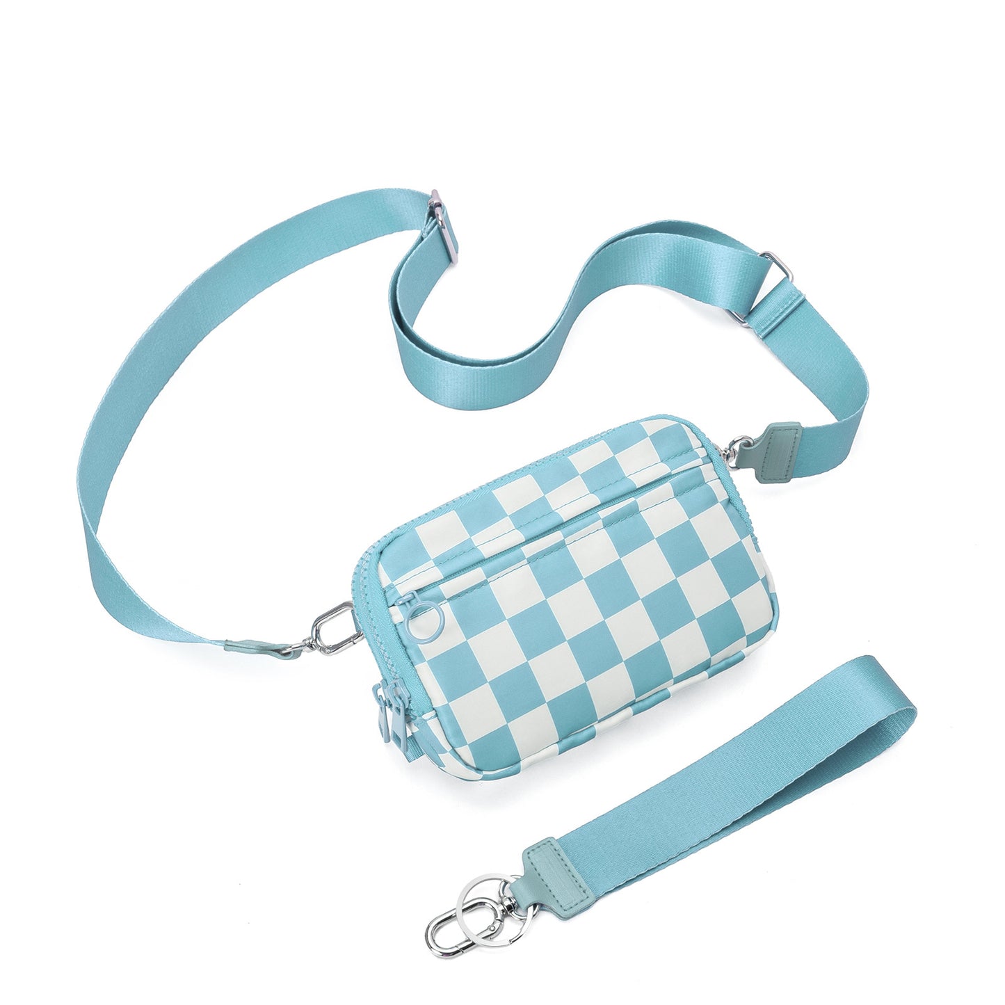Nylon Double Compartment Crossbody and Wristlet