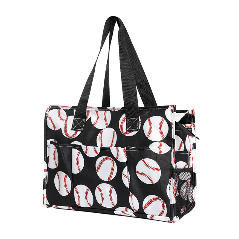 Ball Sports Print Multi-Pocket Utility Tote Bag