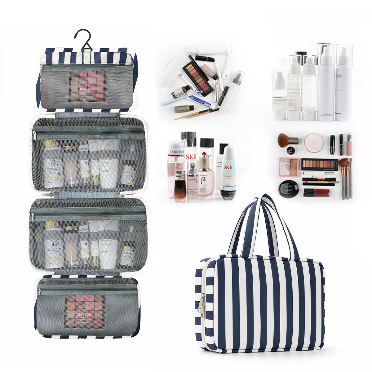 Foldable Hanging Toiletry Bag Wet & Dry Separation Cosmetic Organizer