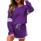 Varsity Stripe Detail Drop Shoulder Pullover Mini Skort Set