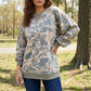 Multicolour Camo Print Ribbed Trim Casual Pullover Sweatshirt
