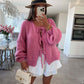 Women's Round Neck Lace-up Knitted Cardigan Sweater