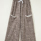 Leopard Print Wide Leg Terry Knit Pants