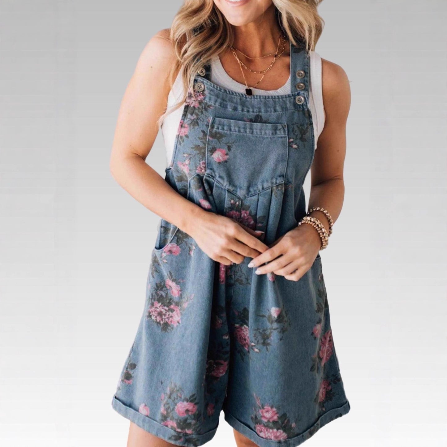Floral Denim Overalls