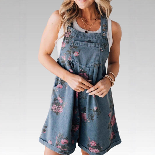 Floral Denim Overalls