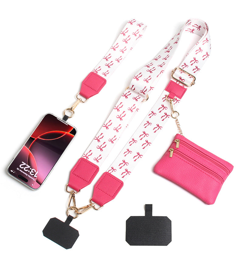 Phone Sling Shouder Strap with Coin Purse-Bow Print