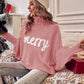 Turtle Neck Batwing Sleeve Merry Christmas Sweater