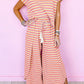 Stripe Tee Tasseled String Wide Leg Pants Set