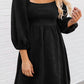 Suede Square Neck Puff Sleeve Dress