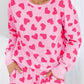 Valentine Heart Long Sleeve Top Shorts Lounge Set