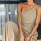 Asymmetric Thin Straps One-shoulder Wide Leg Jumpsuit