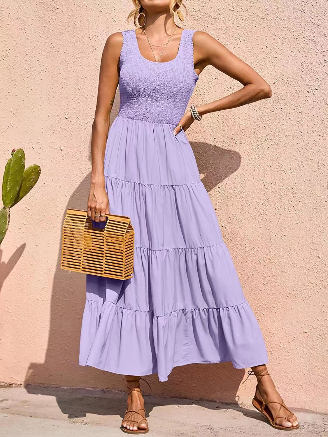 Solid Color Pleated Dress