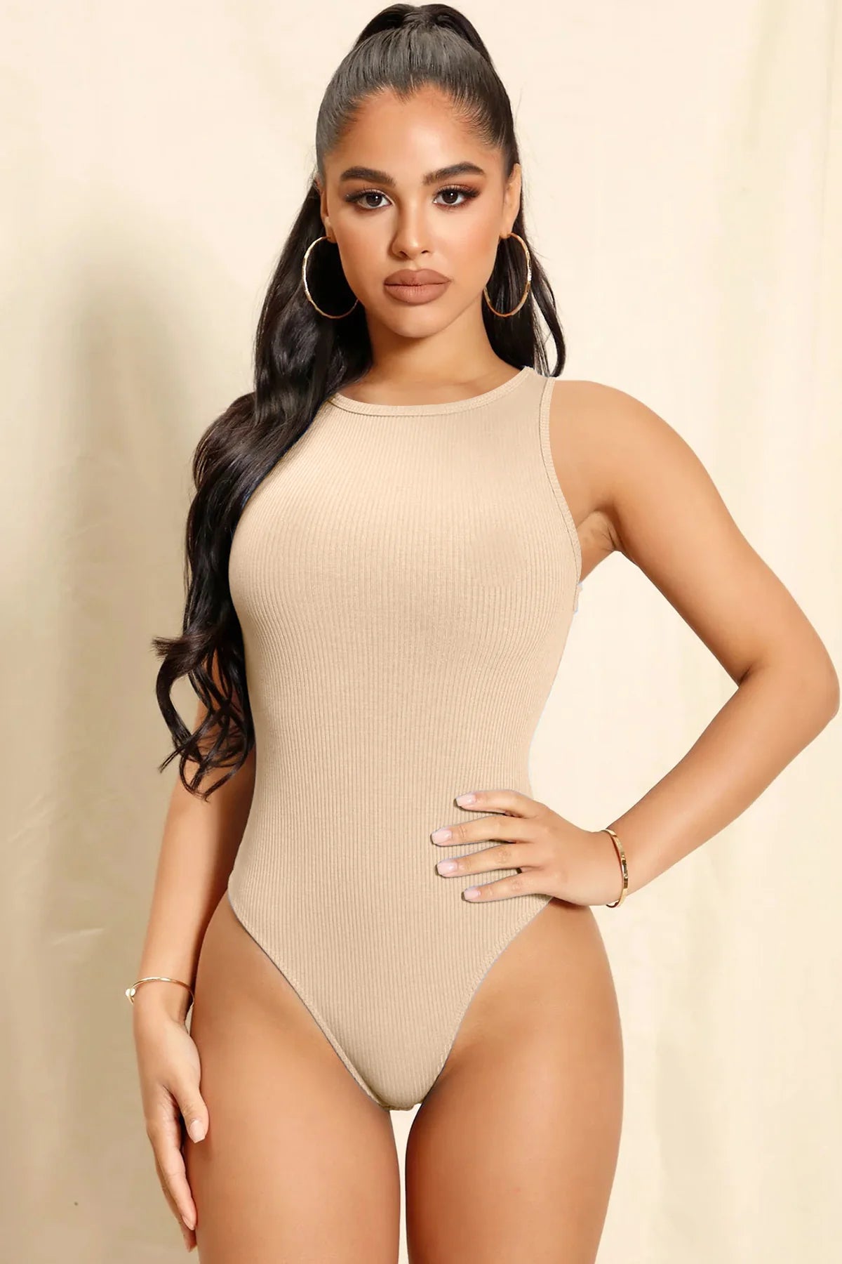 Ribbed Sleeveless Bodysuit