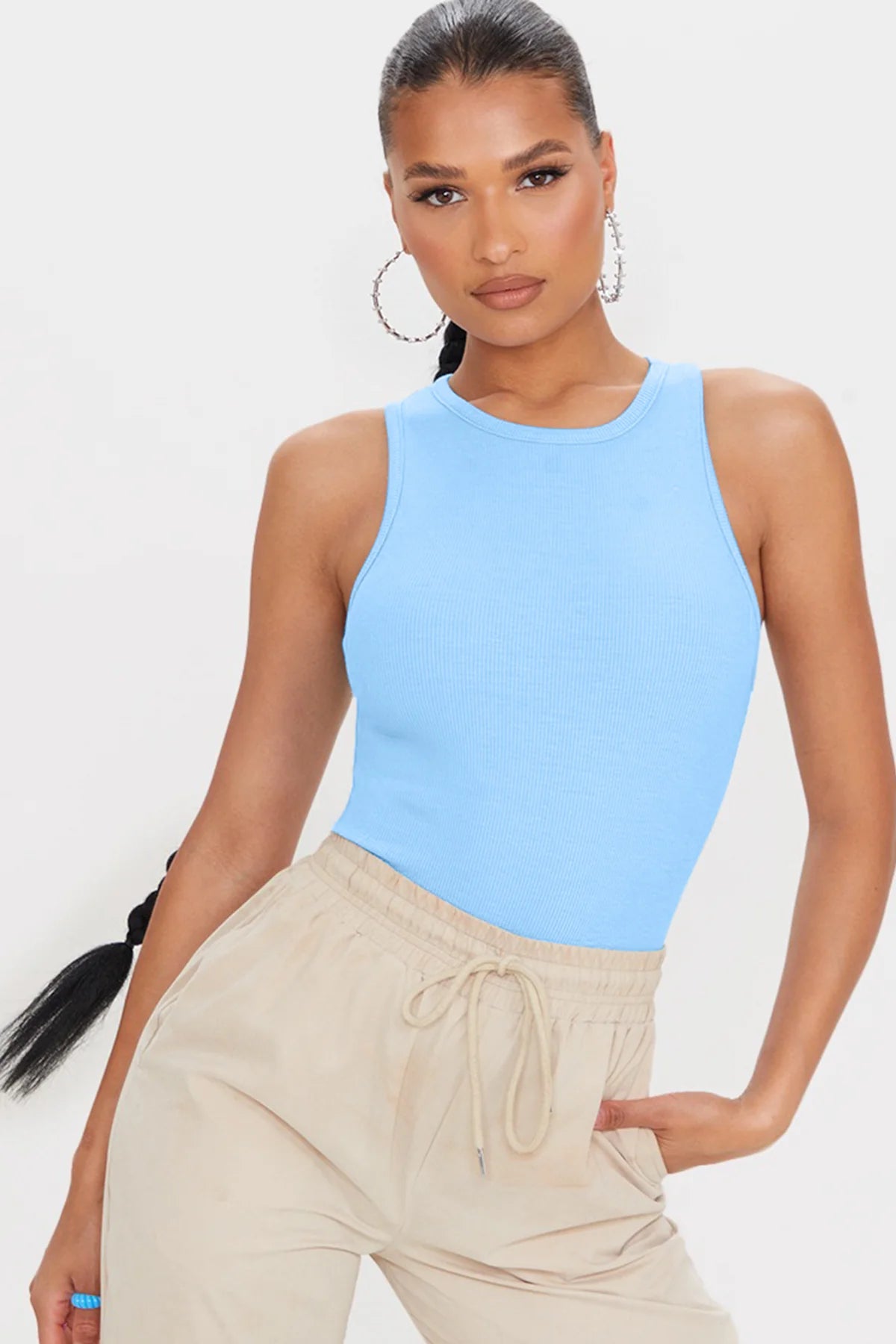 Ribbed Sleeveless Bodysuit