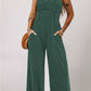 Cinched Waist Sleeveless Wide Leg Jumpsuit