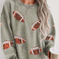 Sequin Rugby Graphic Corded Baggy Sweatshirt