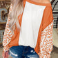 Colorblock Leopard Sleeve Patchwork Top