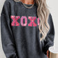 Sequin XOXO Corded Crew Neck Sweatshirt