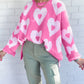 Valentine's Day Pearl Beaded Heart Sweater