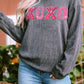 Sequin XOXO Corded Crew Neck Sweatshirt