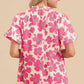 Floral Puff Sleeve Frilled Neckline Blouse