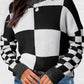 Checkered Print Drop Shoulder Sweater