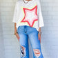 Star Patched Half Sleeve Oversized Tee