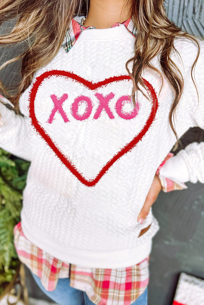 XOXO Chenille Embroidered Textured Sweatshirt