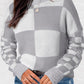 Checkered Print Drop Shoulder Sweater