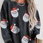 Sequined Santa Claus Corded Sweatshirt