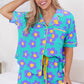 Print Short Sleeve Shirt Pajamas Set