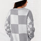 Checkered Print Drop Shoulder Sweater