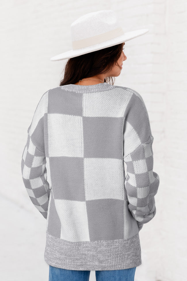 Checkered Print Drop Shoulder Sweater