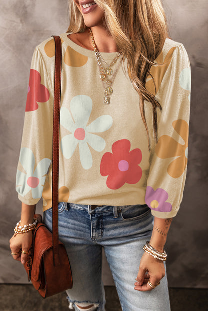 Flower Print Bracelet Sleeve Top