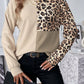 Leopard Colorblock Waffle Knit Top