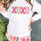 XOXO Glitter Chenille Cable Knit Sweatshirt