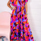 Abstract Printed Ruffle Tiered Long Dress