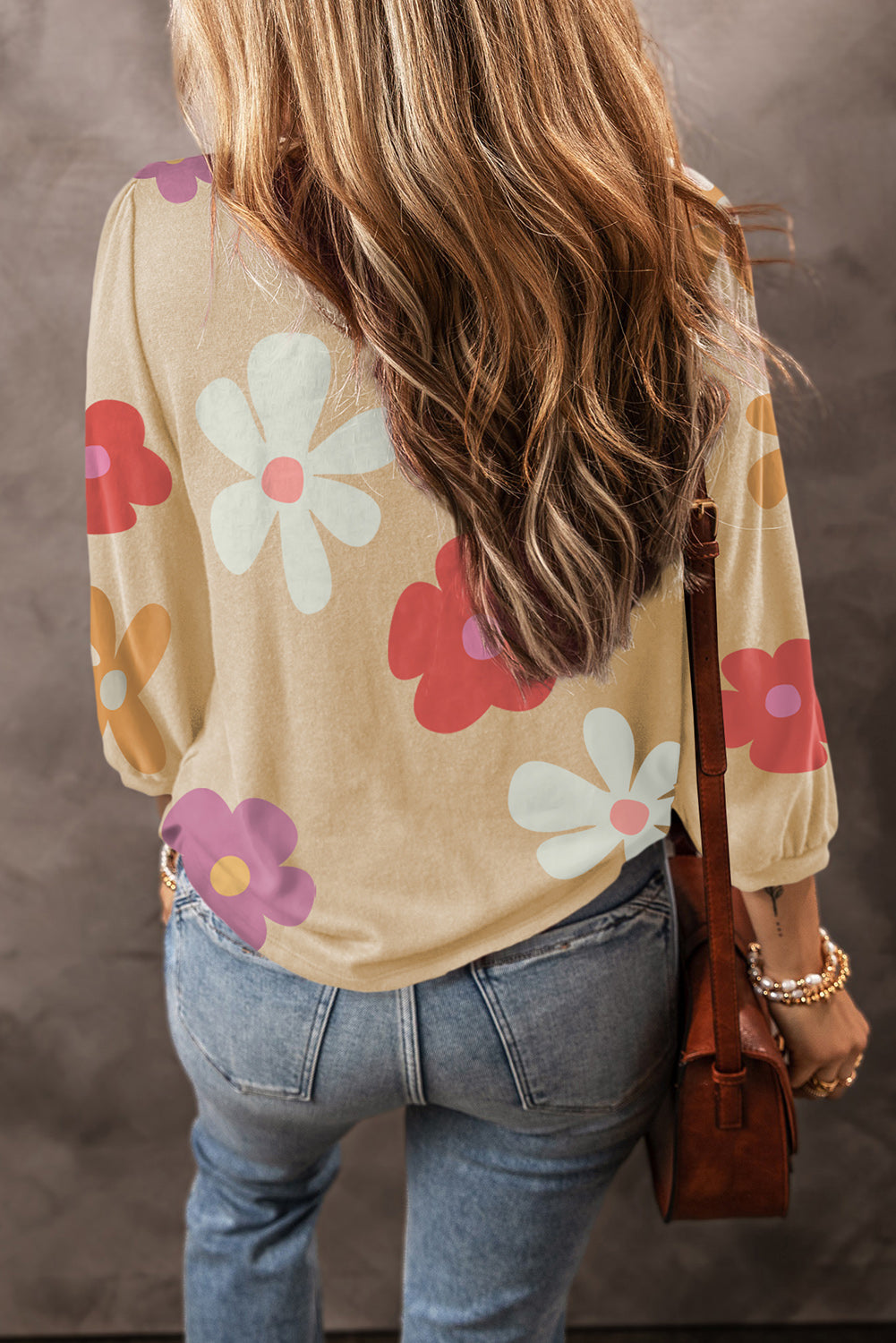 Flower Print Bracelet Sleeve Top