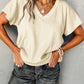 Sapphire Crinkled V Neck Wide Sleeve T-shirt