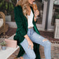 Velvet Open Front Pocketed Cardigan