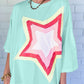 Star Patched Half Sleeve Oversized Tee