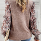 Chestnut Contrast Frilled Floral Sleeve Top