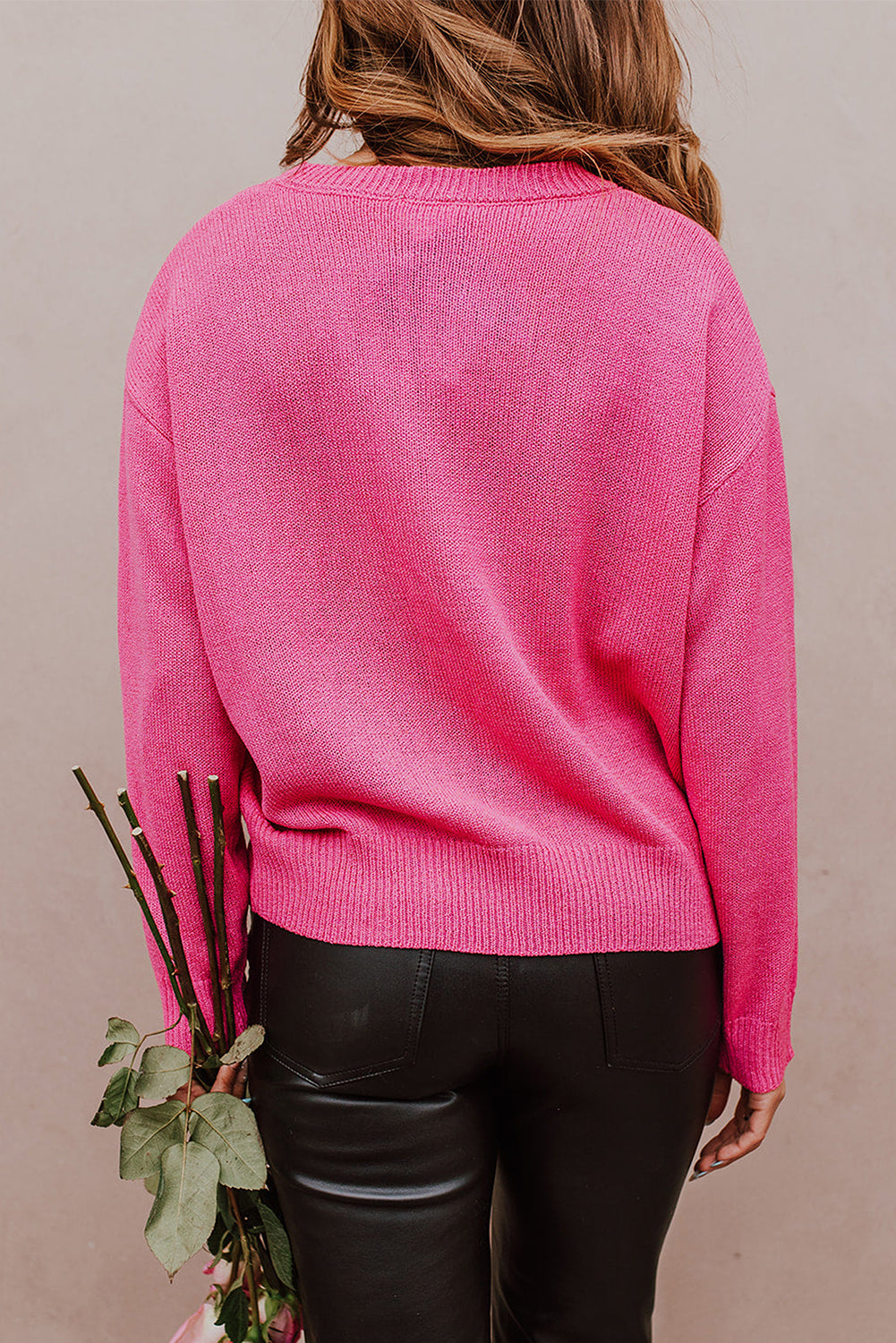 XOXO Pattern Rib Knit Sweater