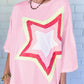 Star Patched Half Sleeve Oversized Tee