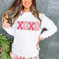 XOXO Glitter Chenille Cable Knit Sweatshirt